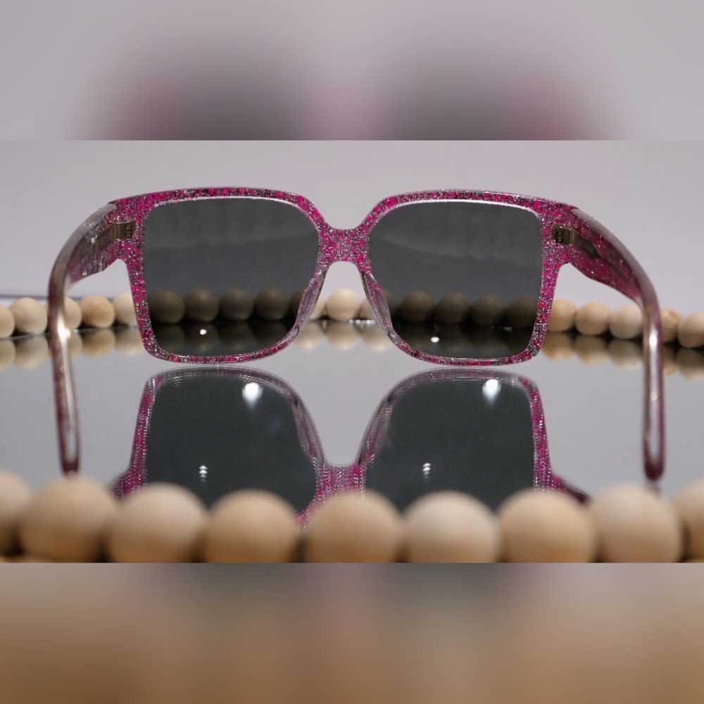 Yves Saint Laurent | Hot Pink Glitter Sunglasses - Picture 6 of 17